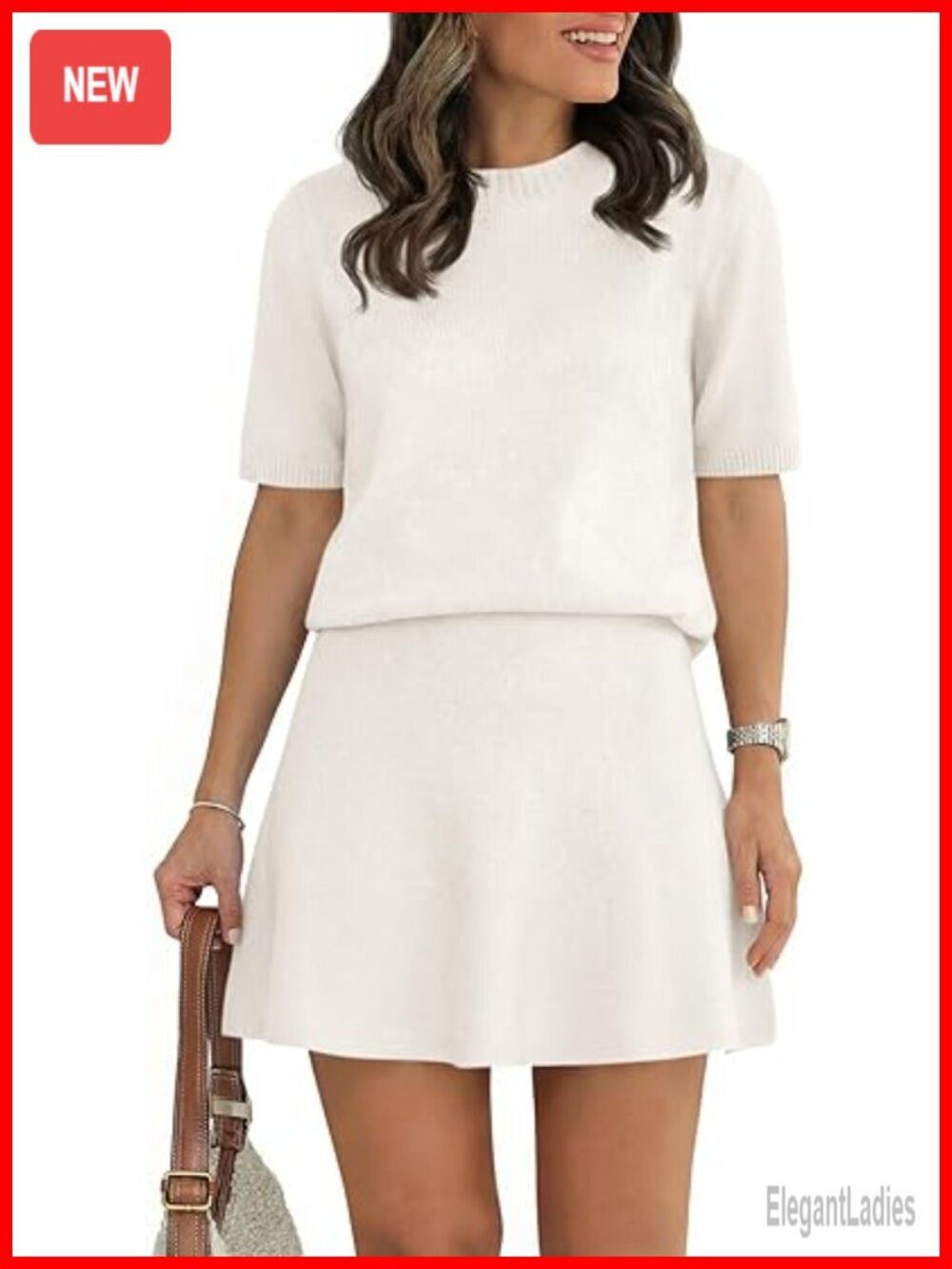 Short Sleeve Sweater Skirt Set 2 Piece Knit Lounge Outfits